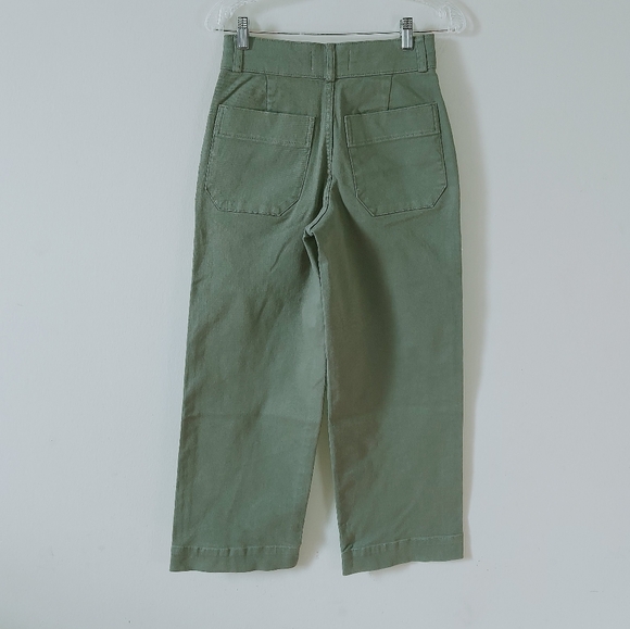 Everlane Organic Cotton Wide Leg Pant Size 2 Green Comfort Utility Straight Leg - Picture 3 of 11